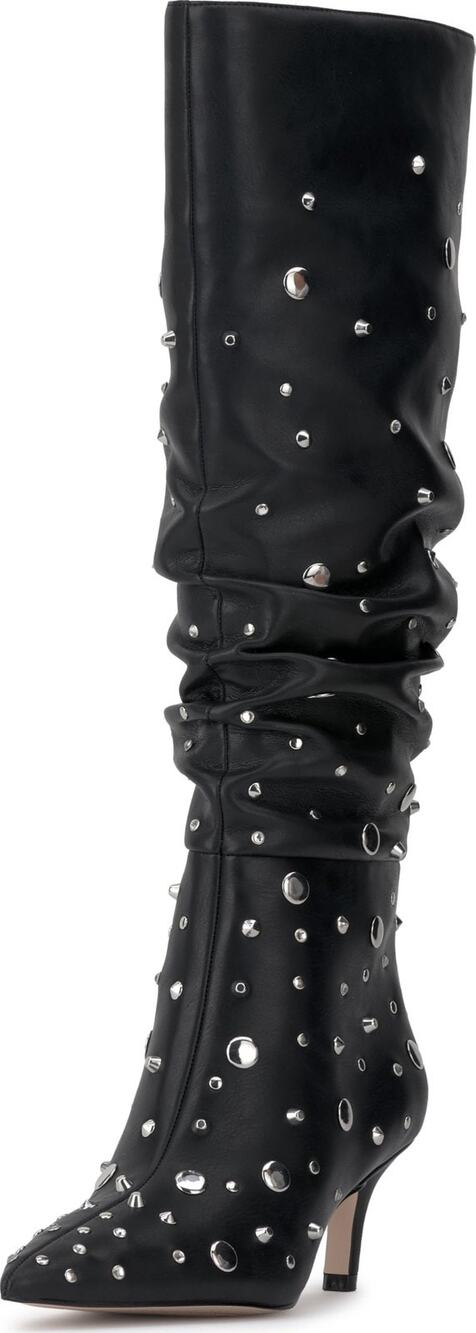 JESSICA SIMPSON NAEVY KITTEN HEEL SLOUCH BOOT, BLACK, 7
